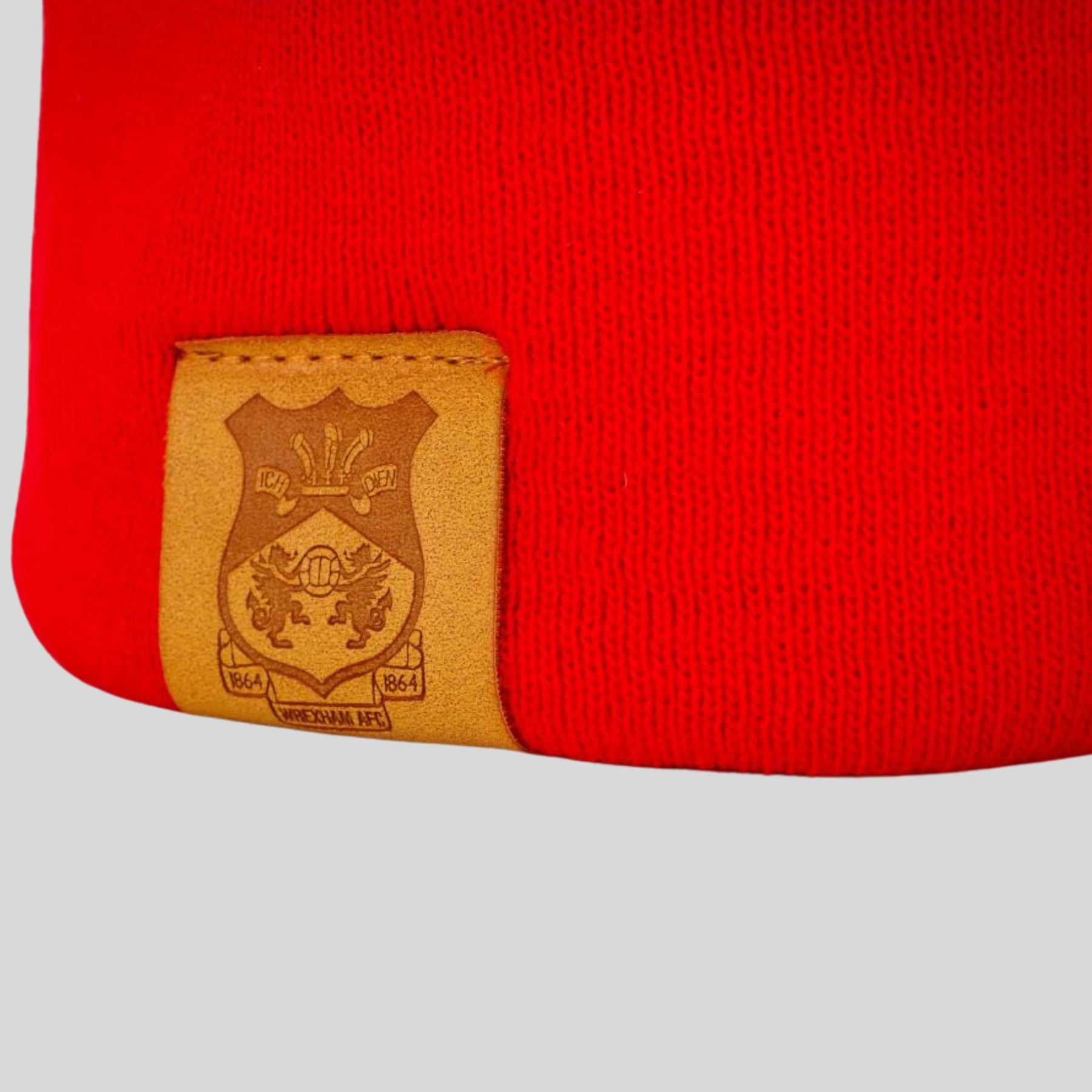 WAFC Red Bobble Hat - Leather Tag
