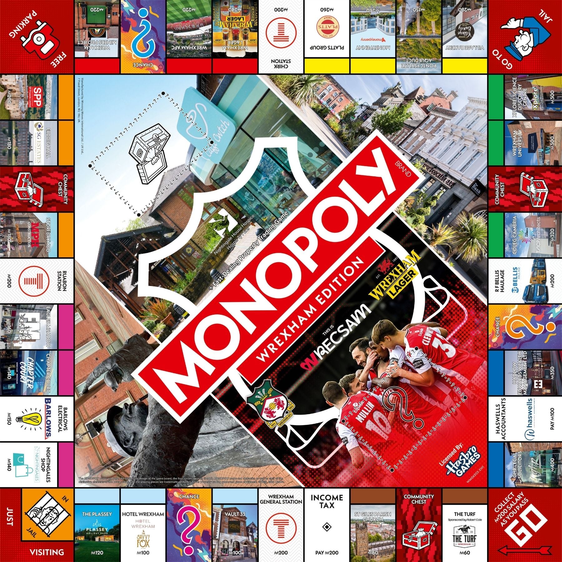 Wrexham Town Monopoly Board