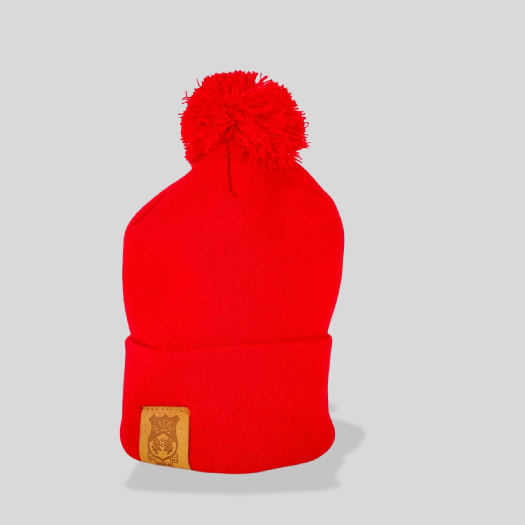 WAFC Red Bobble Hat - Leather Tag