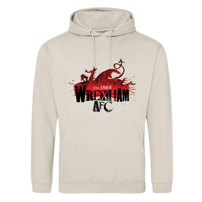 Beige hoodie with Wrexham AFC logo on a white background